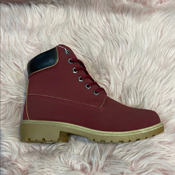 Burgundy Lace-Up Ankle Boots - Picture 8 of 8